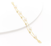 Honora Cultured Pearl & Polished Bead 2-Row Bracelet, Sterling Silver, Size Large